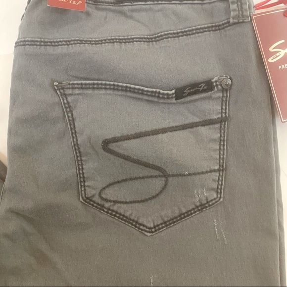 NWT SEVEN7 Distressed Zipper Embellished Grey Skinny Jeans Gray - Picture 10 of 16
